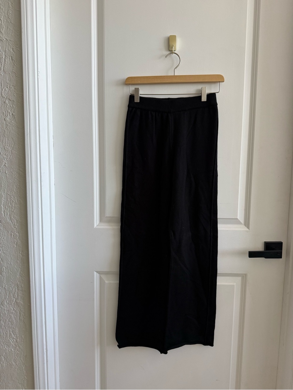 Anthropologie Black Wide-Leg Knit Pants